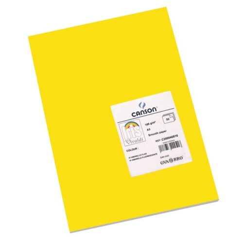 CARTULINAS CANSON A3 FLUORESCENTE AMARILLO 50UNID.