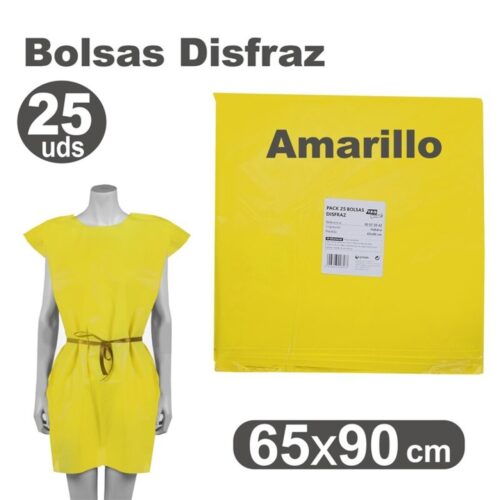 BOLSA DISFRAZ PLASTICO 65X90 AMARILLO PAQ.25UNID.