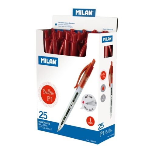 BOLIGRAFO MILAN P1 CRISTAL ROJO