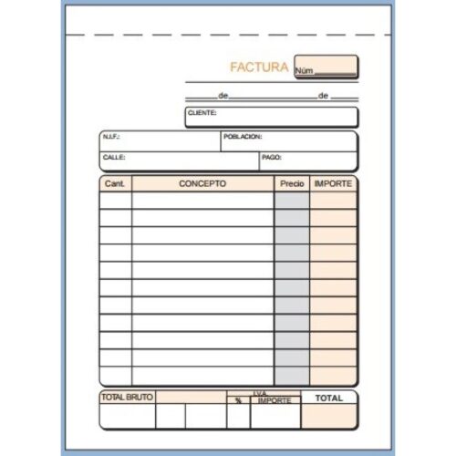 TALONARIO LOAN FACTURAS 8º NAT.50H.D/Q SIN IVA