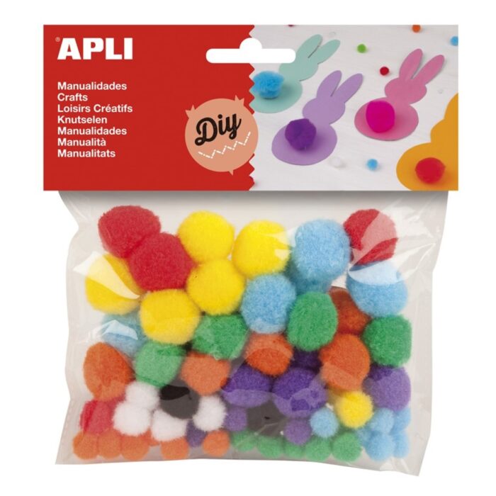 MNLDES. POMPON COLORES TAMAÑOS ALGODON 78UDS