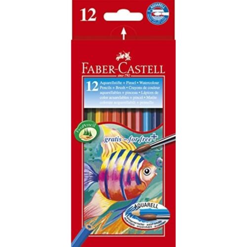 LAPIZ FABER ACUARELABLE CON PINCEL 12 COLORES