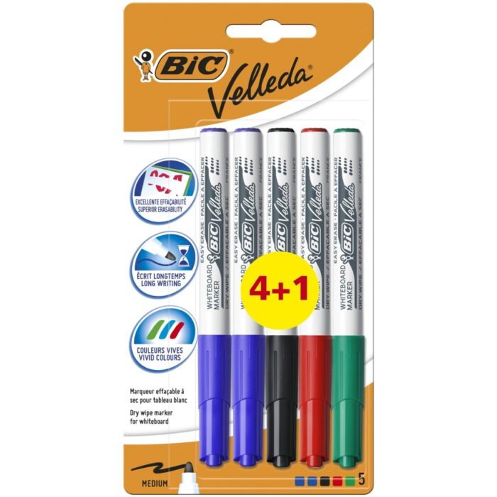 ROTULADOR PIZARRA BIC MEDIUM BLISTER 1741 4+1 SURT.