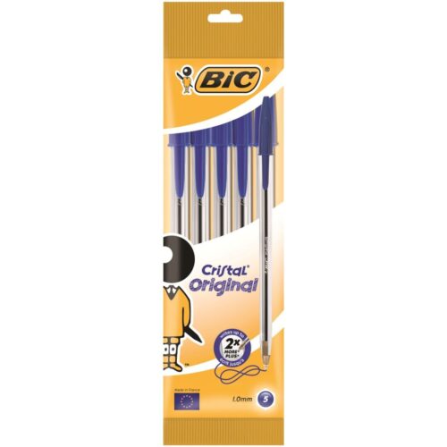 BOLIGRAFO BIC CRISTAL 1.0MM BOLSA 5UDS AZUL