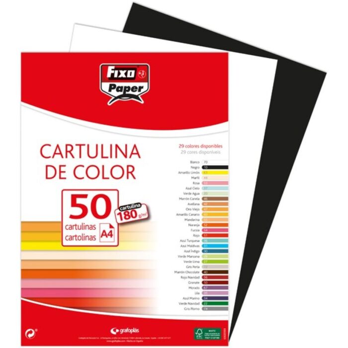 CARTULINAS FIXO A4 BLANCA 50UNID.180GR