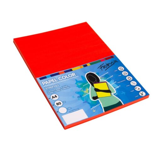 PAPEL FABRI A4 100H.80GR ROJO