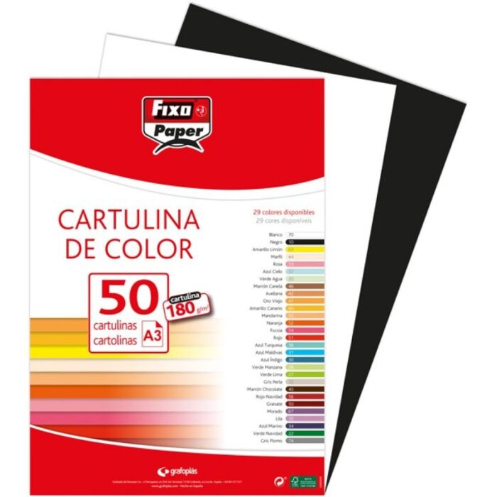 CARTULINAS FIXO A3 BLANCA 50UNID.180GR