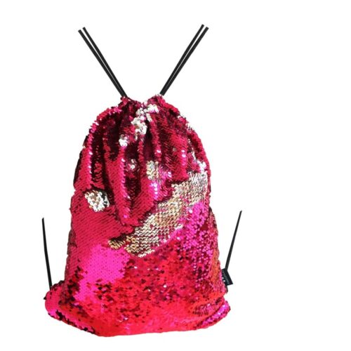 MOCHILA CUERDAS CON LENTEJUELAS ROSA/PLATA