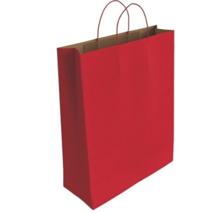 BOLSA PAPEL KRAFT 32x14x40 ASA RIZO KRAFT ROJO