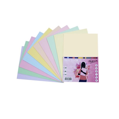 PAPEL FABRISA A4 100H 80GR 5 COLORES PASTEL