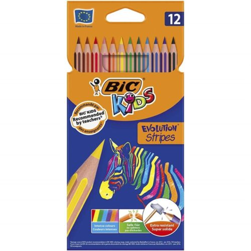 LAPIZ BIC EVOLUTION STRIPES 12 COLORES