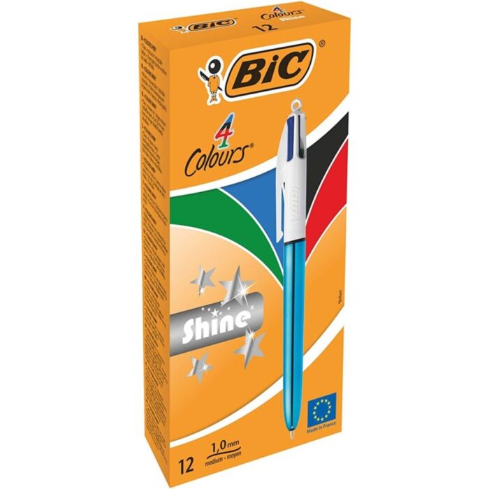 BOLIGRAFO BIC 4 COLORES SHINE AZUL ELECTRICO