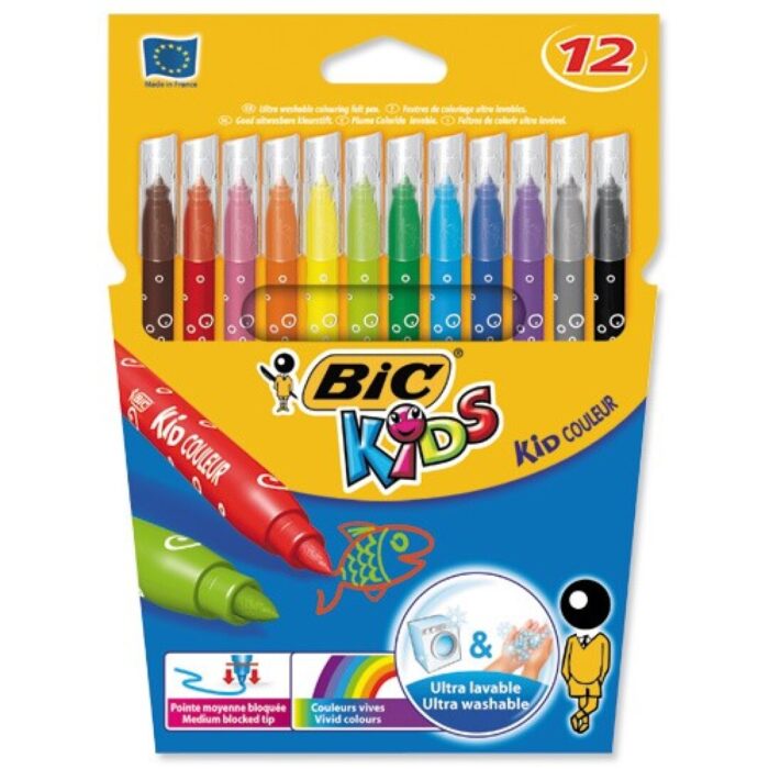 ROTULADOR BIC KID 12COLORES LAVABLE