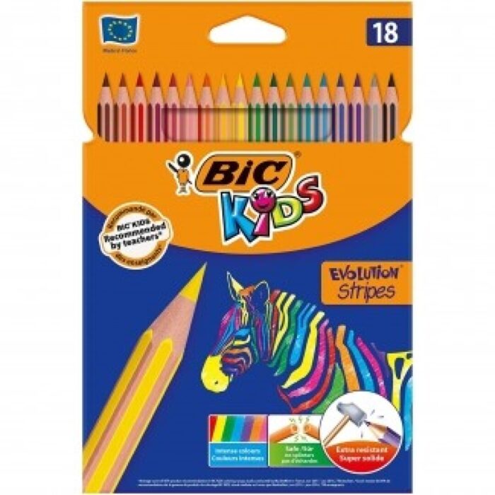 LAPIZ BIC EVOLUTION STRIPES 18 COLORES