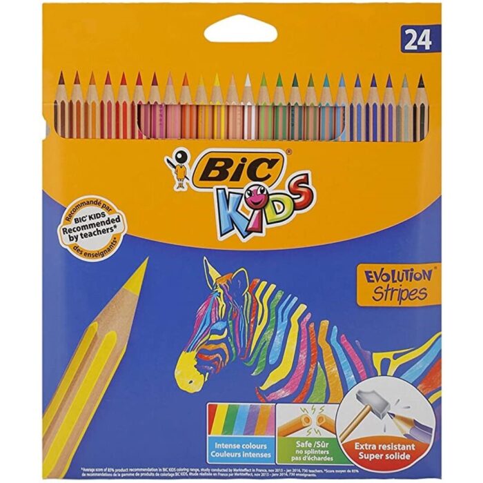 LAPIZ BIC EVOLUTION STRIPES 24 COLORES