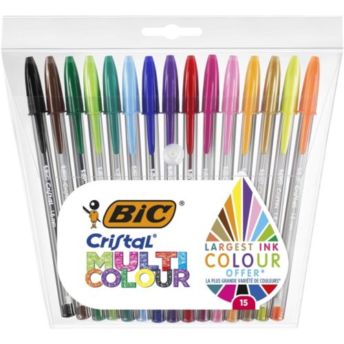 BOLIGRAFO BIC CRISTAL MULTICOLOR 1,6MM BLISTER 15 COLORES