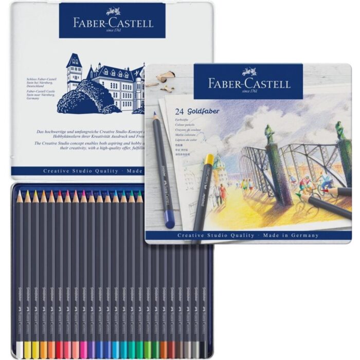 LAPIZ FABER CASTELL GOLD ESTUCHE METAL 24 COLORES