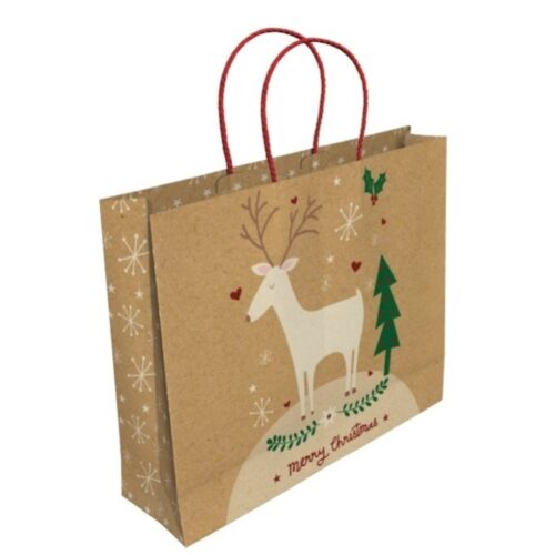 BOLSA PAPEL KRAFT 35X12X31 NAVIDAD RENO