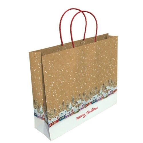 BOLSA PAPEL KRAFT 35X12X31 NAVIDAD CASAS