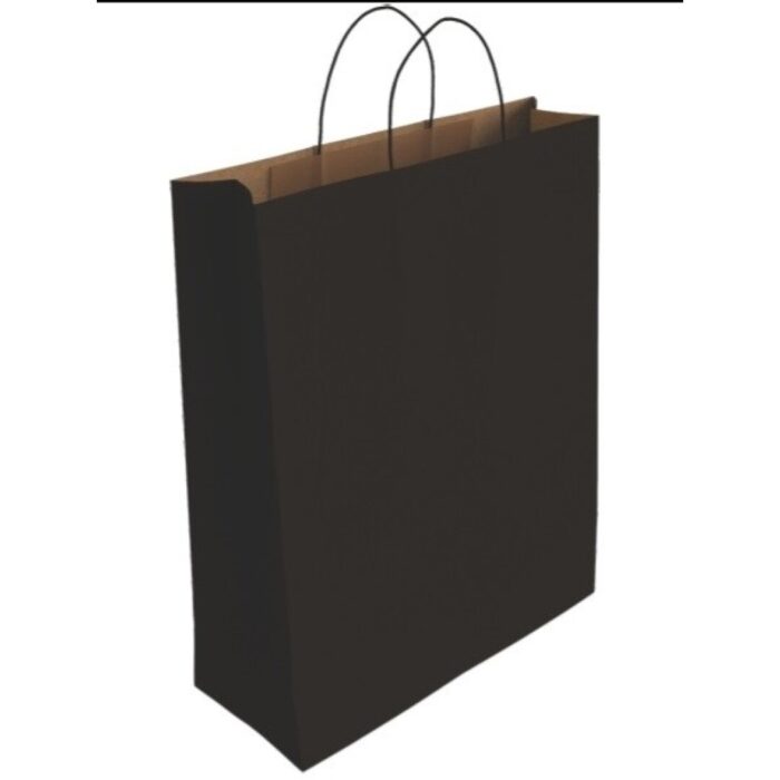 BOLSA PAPEL KRAFT 32x14x40 ASA RIZO KRAFF NEGRO