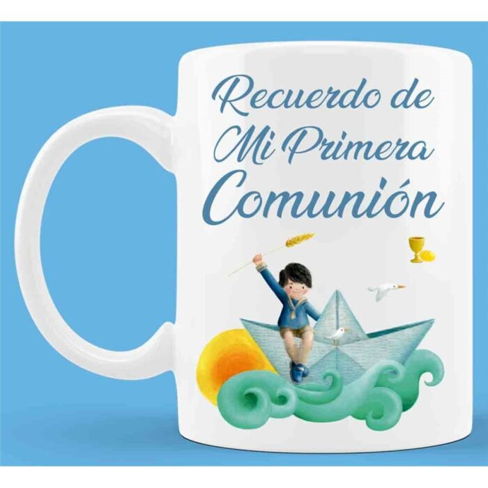 TAZA COMUNIÓN NIÑO BARCO