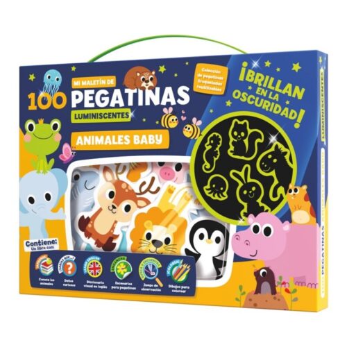 MALETIN 100 PEGATINAS LUMINISCENTES - ANIMALES BABY