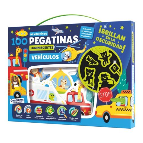 MALETIN 100 PEGATINAS LUMINISCENTES - VEHÍCULOS