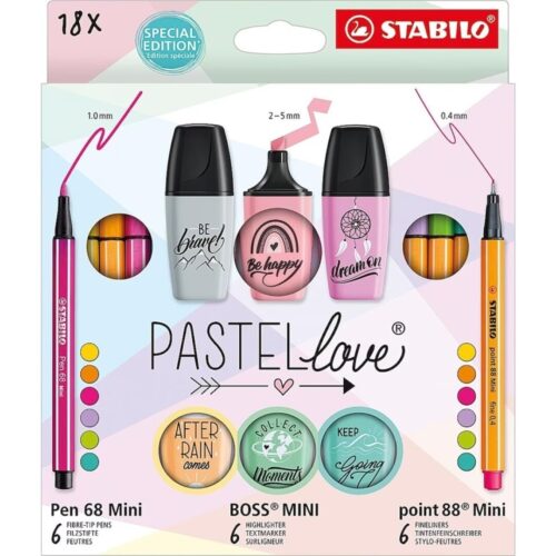 SET ESCRITURA STABILO PASTEL LOVE 18 PIEZAS