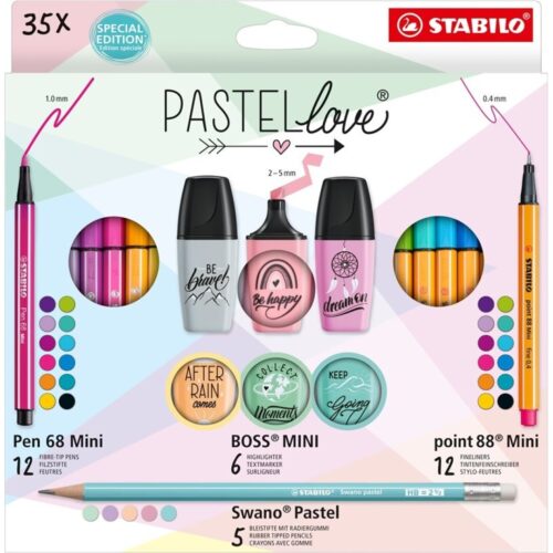 SET ESCRITURA STABILO PASTEL LOVE 35 PIEZAS