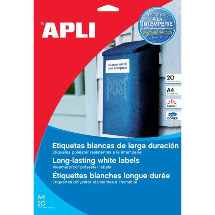 ETIQUETA A4 APLI 210X297 LARGA DURACION 20H