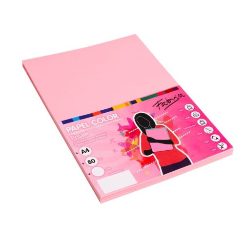 PAPEL FABRI A4 100H.80GR ROSA CLARO