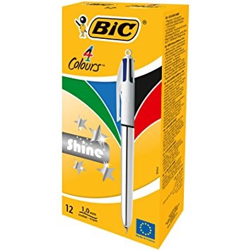 BOLIGRAFO BIC 4 COLORES PLATA SHINE