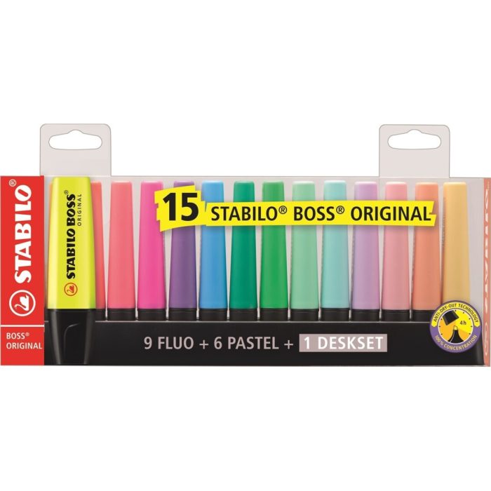 FLUORESCENTE STABILO BOSS SET DE MESA 15 COLORES