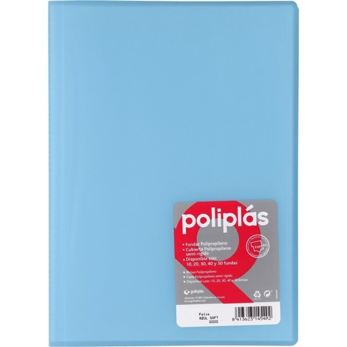 CARPETA FUNDAS G.P.POLIPLAS A4 10/F.TRANSP.AZUL SF