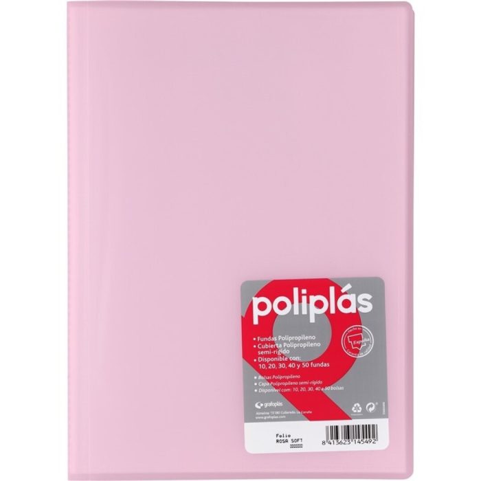 CARPETA FUNDAS G.P.POLIPLAS A4 10/F.TRANSP.ROSA SF