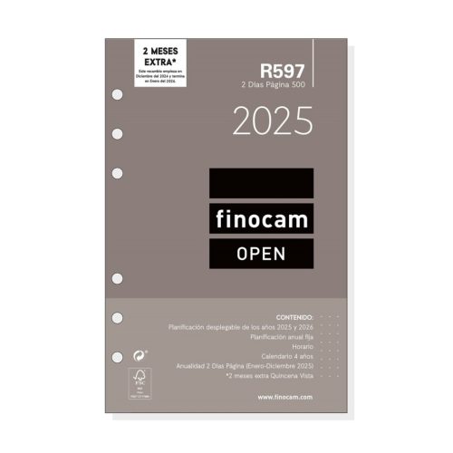 RECAMBIO AGENDA FINOCAM R597 2 DIAS PAGINA