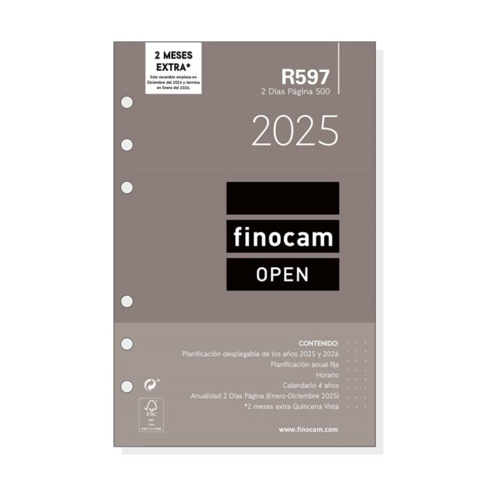 RECAMBIO AGENDA FINOCAM R597 2 DIAS PAGINA