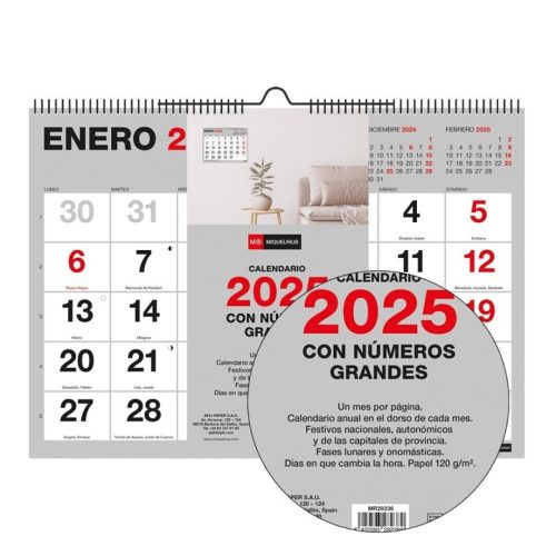 CALENDARIO PARED A4 NUM.GDS BASIC 25