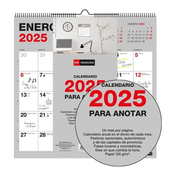 CALENDARIO PARED 30X30 P/ESCRIBIR BASIC 25