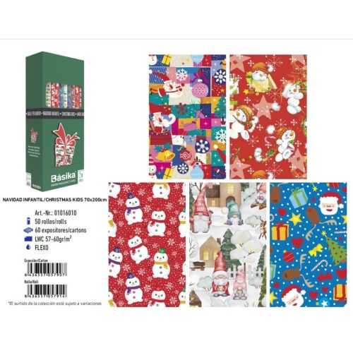 PAPEL REGALO ROLLO NAVIDAD INFANTIL 070X2M