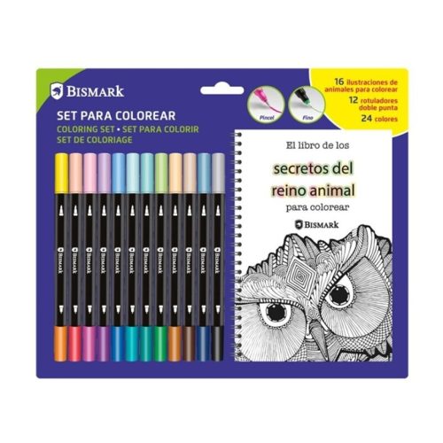 LIBRO DE COLOREAR MANDALAS ANIMALES + 12 ROTULADORES